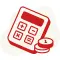 Icon depicting a computer and coins, symbolizing cost efficiency.