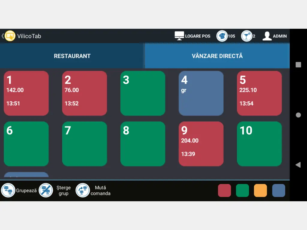 interface of the order taking app in restaurant for waiters, VilicoPOS