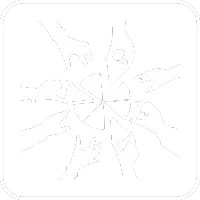 Ilustrație cu opt mâini care se întind spre centru, fiecare ținând o felie de pizza aranjată într-un cerc.